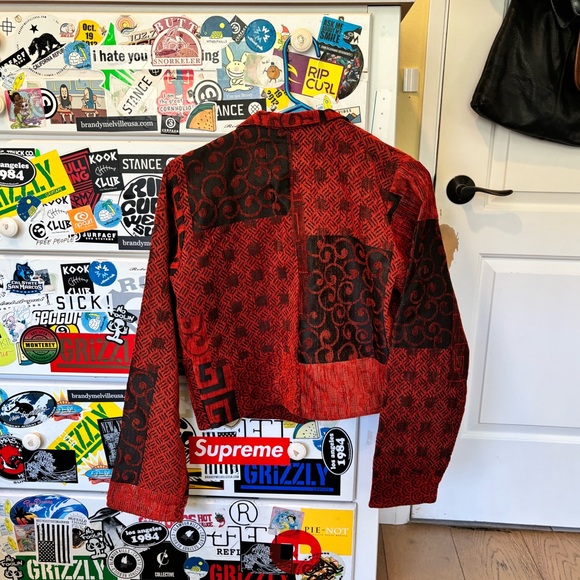 Vintage French Cropped Patchwork Red Jacket - Picture 5 of 8